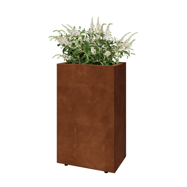 Corten jekleno korito za rože - Pravokotnik - 50 x 30 x 80 cm - Z dnoploščo - Z nogami