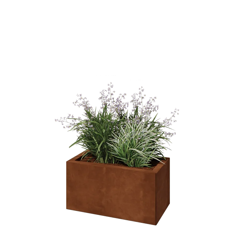 Corten jekleno korito za rože - Pravokotnik - 60 x 30 x 30 cm - Z dnoploščo