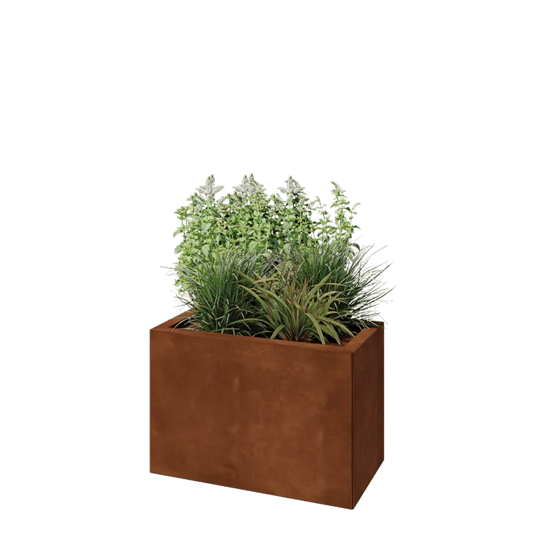 Corten jekleno korito za rože - Pravokotnik - 60 x 30 x 40 cm - Z dnoploščo