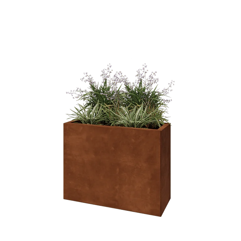 Corten jekleno korito za rože - Pravokotnik - 80 x 30 x 60 cm - Z dnoploščo