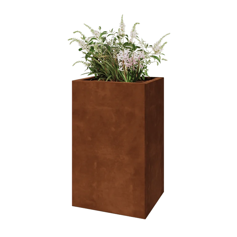 Corten jekleno korito za rože - Pravokotnik - 50 x 40 x 80 cm - Z dnoploščo