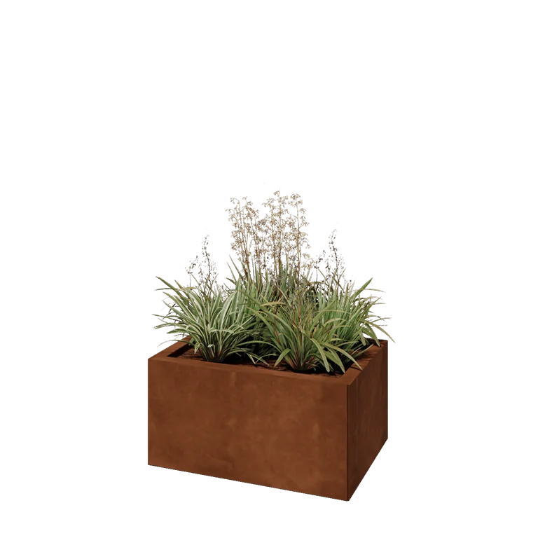 Corten jekleno korito za rože - Pravokotnik - 60 x 40 x 30 cm - Z dnoploščo