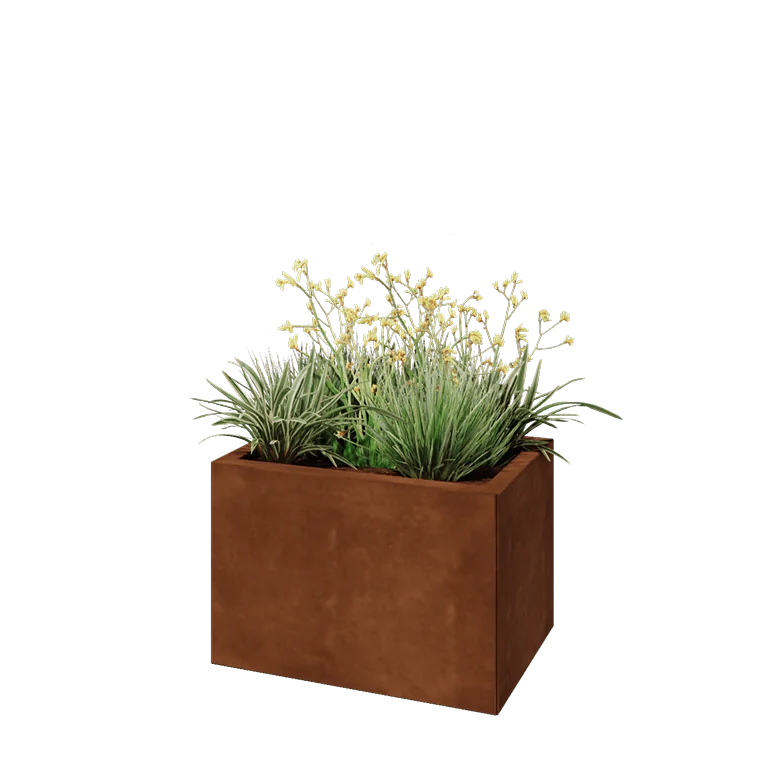 Corten jekleno korito za rože - Pravokotnik - 60 x 40 x 40 cm - Z dnoploščo