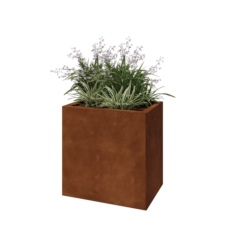 Corten jekleno korito za rože - Pravokotnik - 60 x 40 x 60 cm - Z dnoploščo
