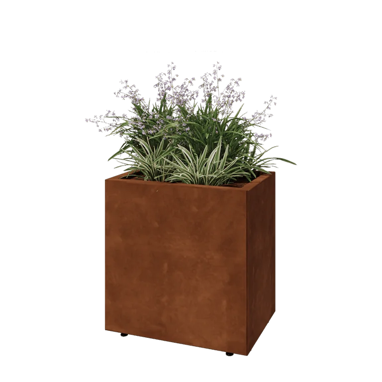 Corten jekleno korito za rože - Pravokotnik - 60 x 40 x 60 cm - Z dnoploščo - Z nogami