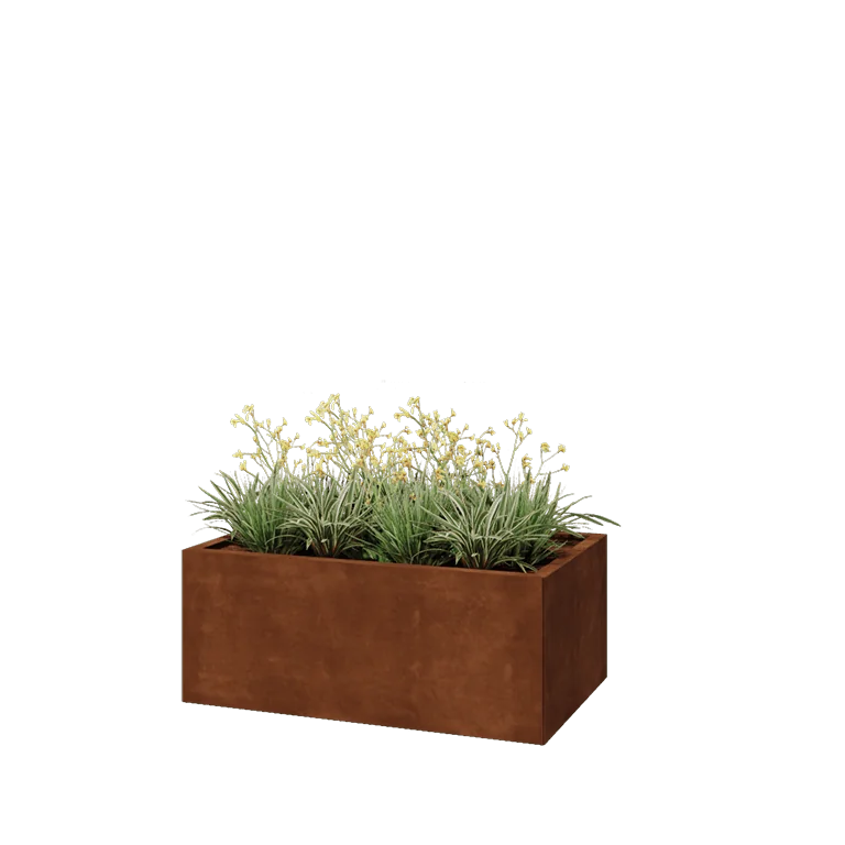 Corten jekleno korito za rože - Pravokotnik - 100 x 60 x 40 cm - Brez dnoplošče