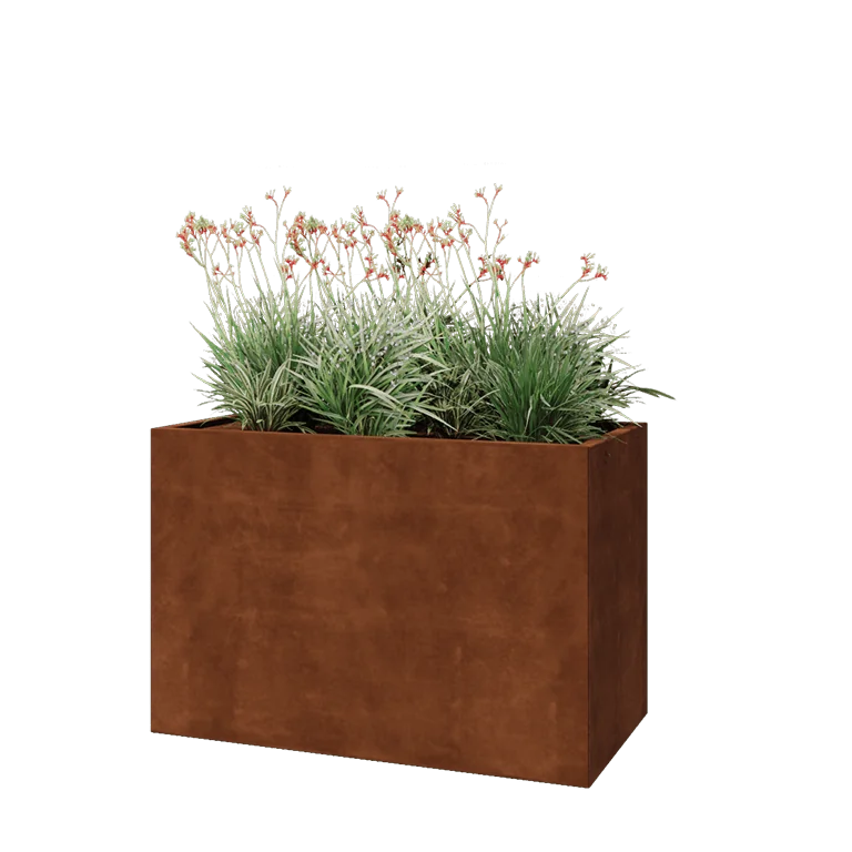 Corten jekleno korito za rože - Pravokotnik - 120 x 60 x 80 cm - Z dnoploščo