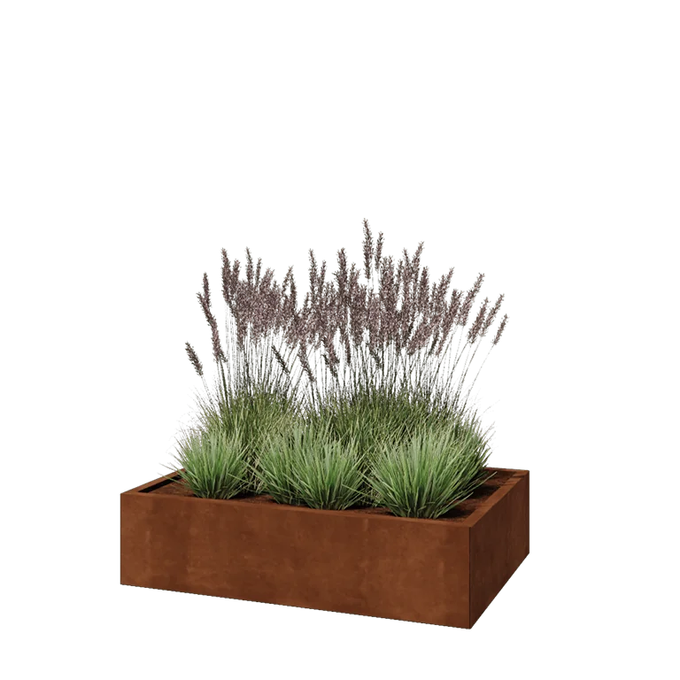 Corten jekleno korito za rože - Pravokotnik - 120 x 80 x 30 cm - Brez dnoplošče