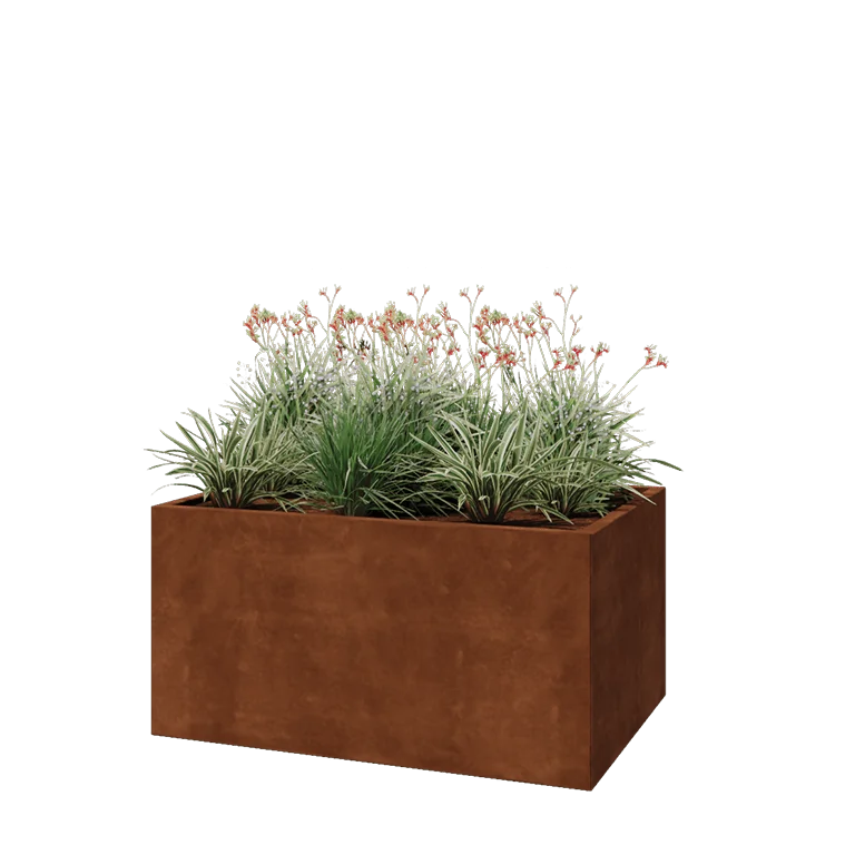 Corten jekleno korito za rože - Pravokotnik - 120 x 80 x 60 cm - Brez dnoplošče
