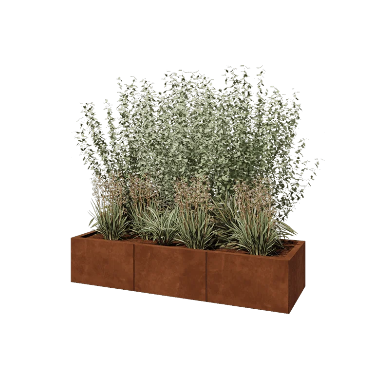 Corten jekleno korito za rože XXL - Pravokotnik - 150 x 50 x 30 cm - Brez dnoplošče
