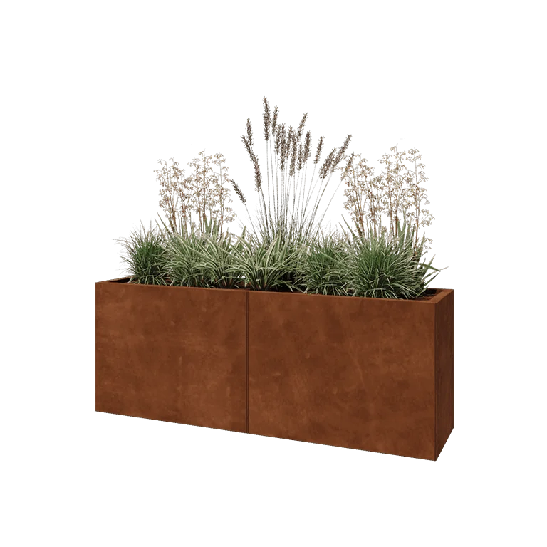 Corten jekleno korito za rože XXL - Pravokotnik - 160 x 40 x 60 cm - Brez dnoplošče