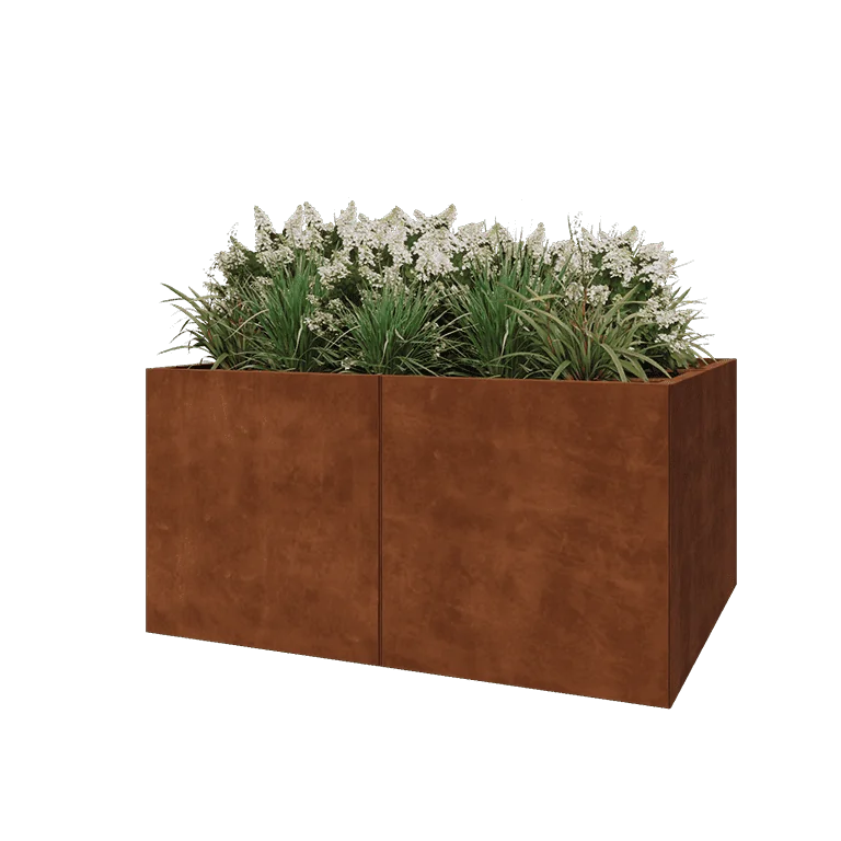 Corten jekleno korito za rože XXL - Pravokotnik - 160 x 120 x 80 cm - Brez dnoplošče