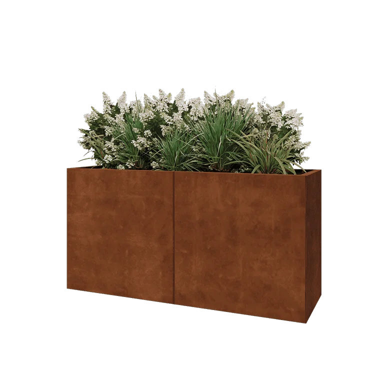 Corten jekleno korito za rože XXL - Pravokotnik - 160 x 50 x 80 cm - Brez dnoplošče