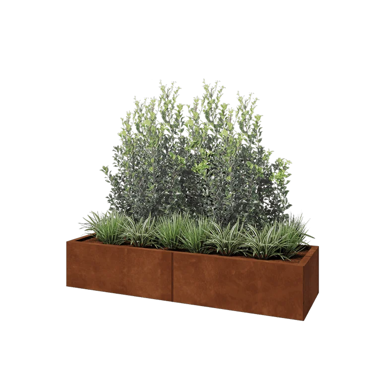 Corten jekleno korito za rože XXL - Pravokotnik - 160 x 50 x 30 cm - Z dnoploščo