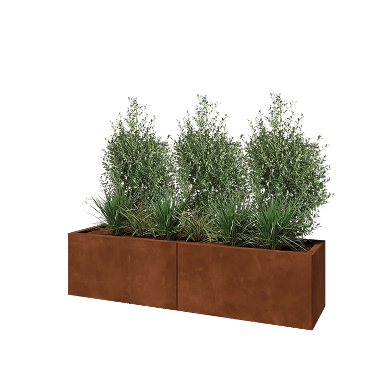 Corten jekleno korito za rože XXL - Pravokotnik - 160 x 40 x 40 cm - Brez dnoplošče