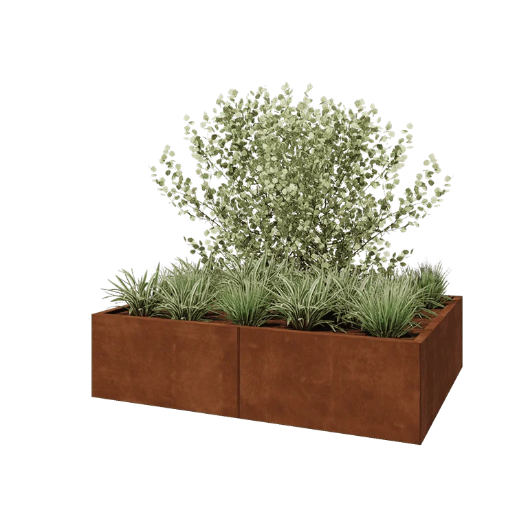 Corten jekleno korito za rože XXL - Pravokotnik - 160 x 120 x 40 cm - Brez dnoplošče