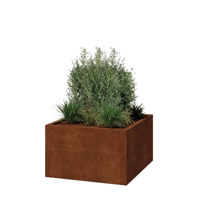 Corten jekleno korito za rože - Kvadrat - 100 x 100 x 60 cm - Varjeno - Brez dnoplošče