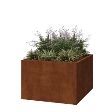 Corten jekleno korito za rože - Kvadrat - 120 x 120 x 80 cm - Varjeno - Brez dnoplošče