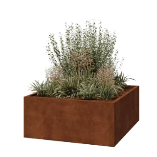 Corten jekleno korito za rože - Kvadrat - 140 x 140 x 60 cm - Varjeno - Brez dnoplošče