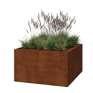 Corten jekleno korito za rože - Kvadrat - 140 x 140 x 80 cm - Varjeno - Z dnoploščo