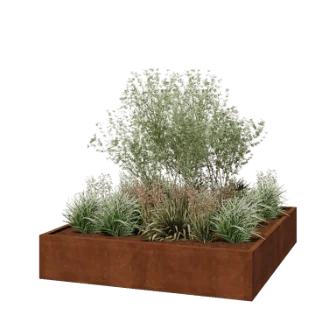 Corten jekleno korito za rože - Kvadrat - 200 x 200 x 40 cm - Varjeno - Brez dnoplošče