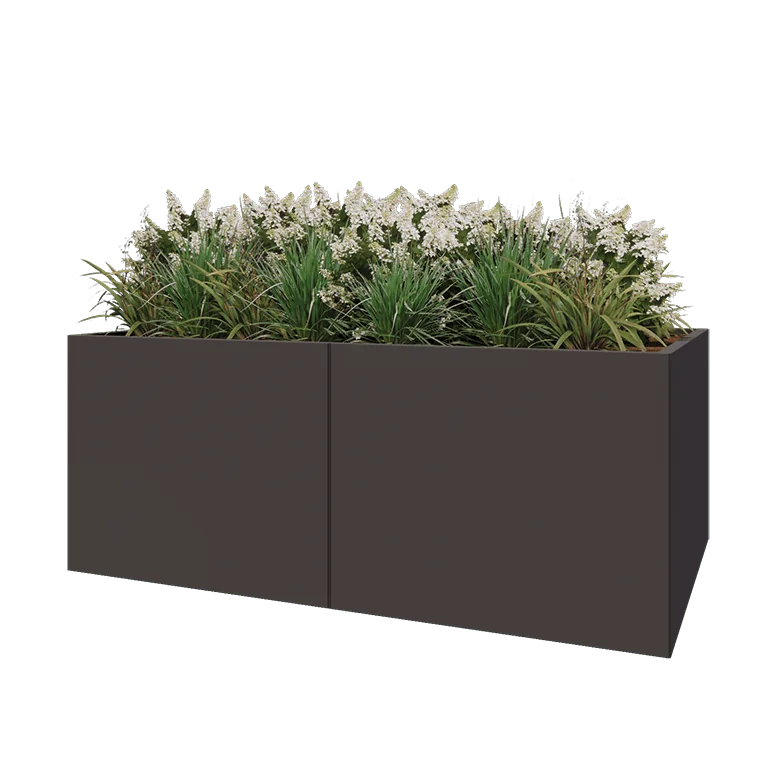 Jekleno korito za rože XXL - Pravokotnik - 200 x 80 x 80 cm - Druga RAL barva - Brez dnoplošče