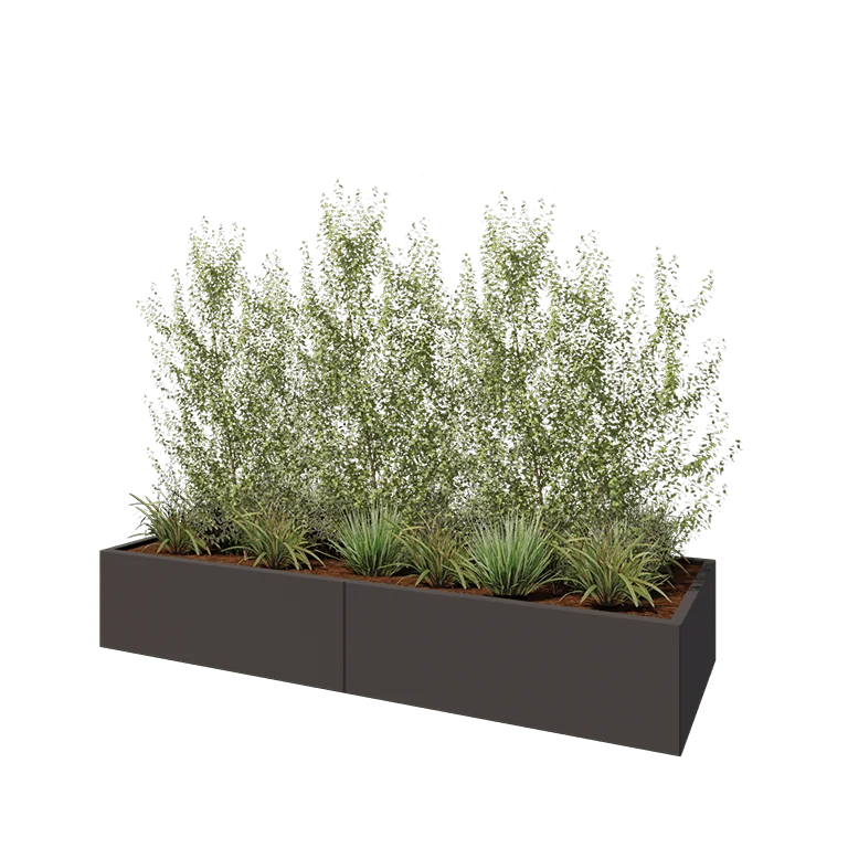 Jekleno korito za rože XXL - Pravokotnik - 240 x 80 x 40 cm - RAL7016 mat (antracitno siva) - Z dnoploščo