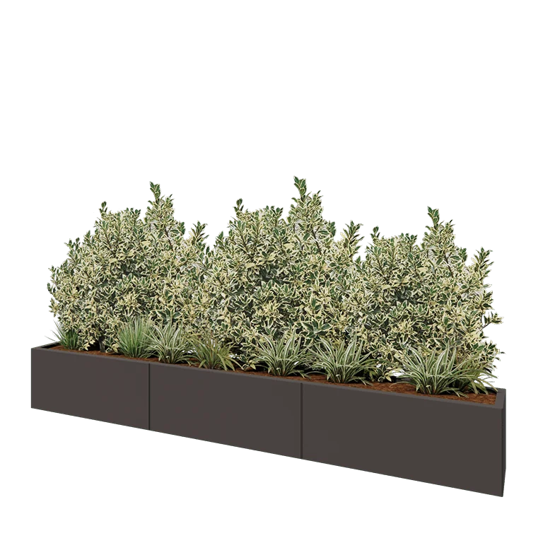 Jekleno korito za rože XXL - Pravokotnik - 300 x 30 x 40 cm - RAL7016 mat (antracitno siva) - Brez dnoplošče