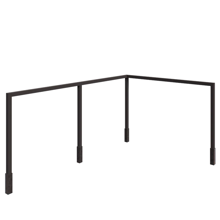 Jeklena pergola - Kot - 600 x 412 x 230 cm - Druga RAL barva - Z betonskim podstavkom