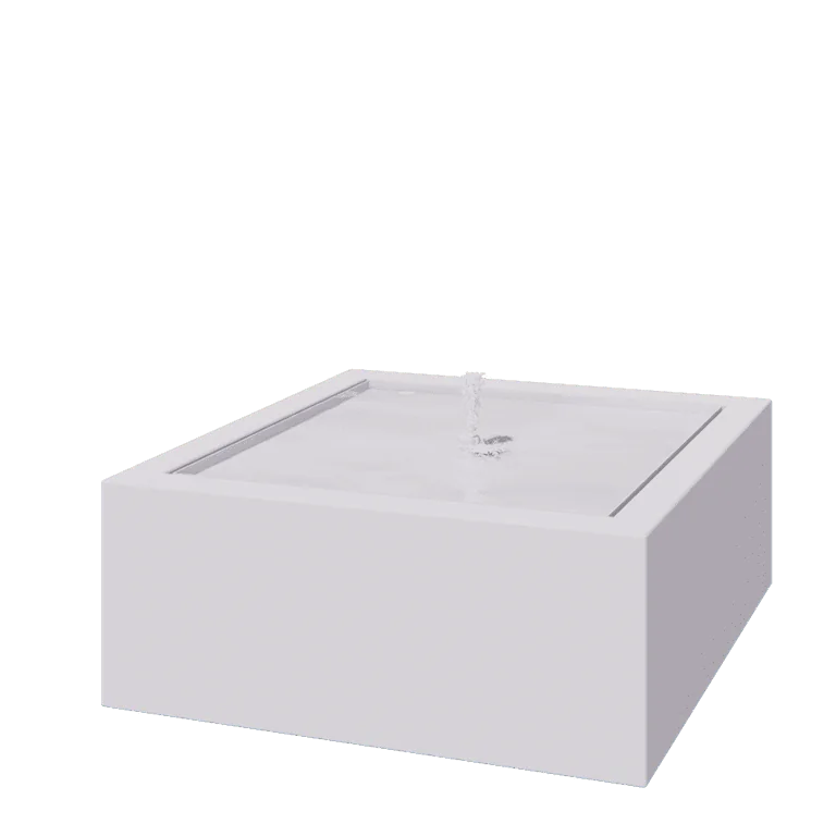 Aluminijasta fontana - Lyra - 100 x 100 x 40 cm - RAL9010 mat (bela) - Z LED osvetlitvijo