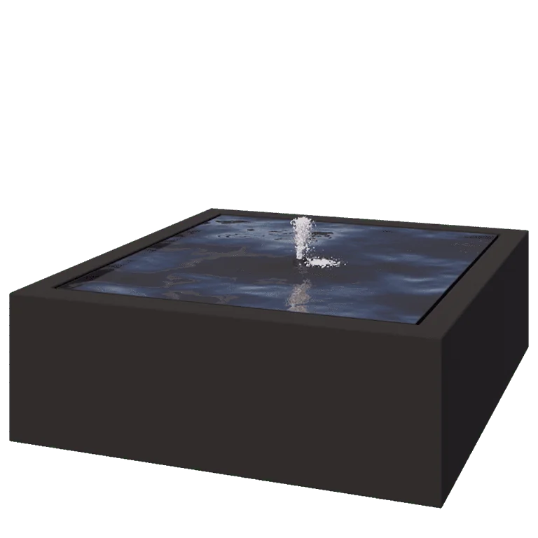 Aluminijasta fontana - Lyra - 120 x 120 x 40 cm - RAL9005 mat (črna) - Z LED osvetlitvijo