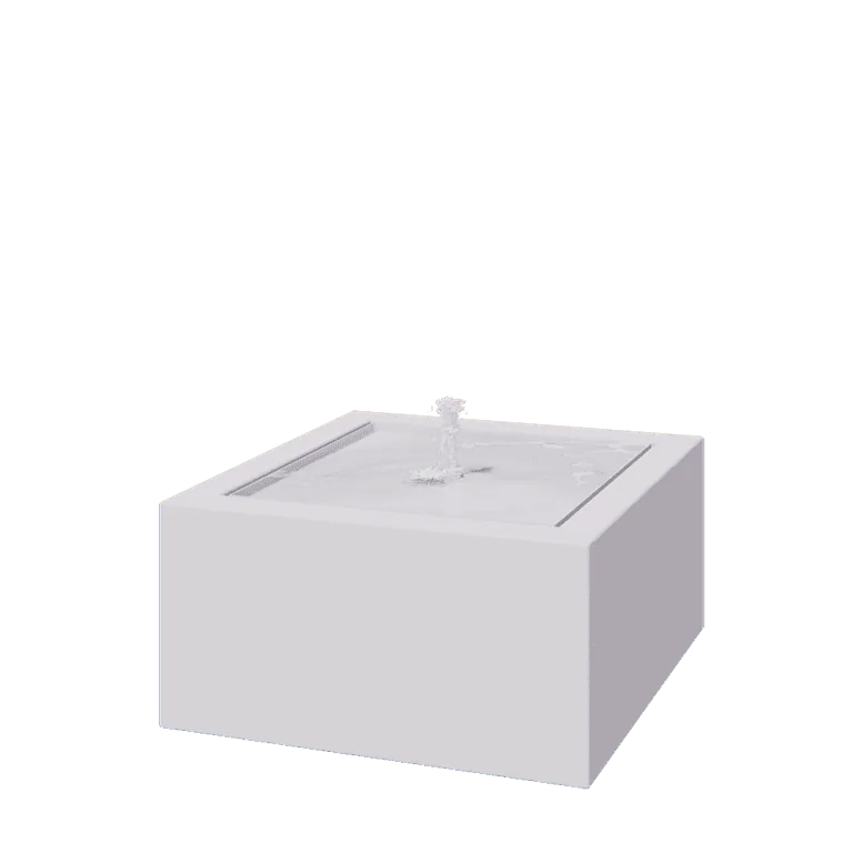 Aluminijasta fontana - Lyra - 80 x 80 x 40 cm - RAL9010 mat (bela) - Z LED osvetlitvijo